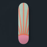 Skateboard Sun Sunrise Green And Pink Abstract Retro Sunshine<br><div class="desc">Sun Print - Aqua / teal / green and pink - Sunshine,  Modern Abstract Geometric Sunrise.</div>