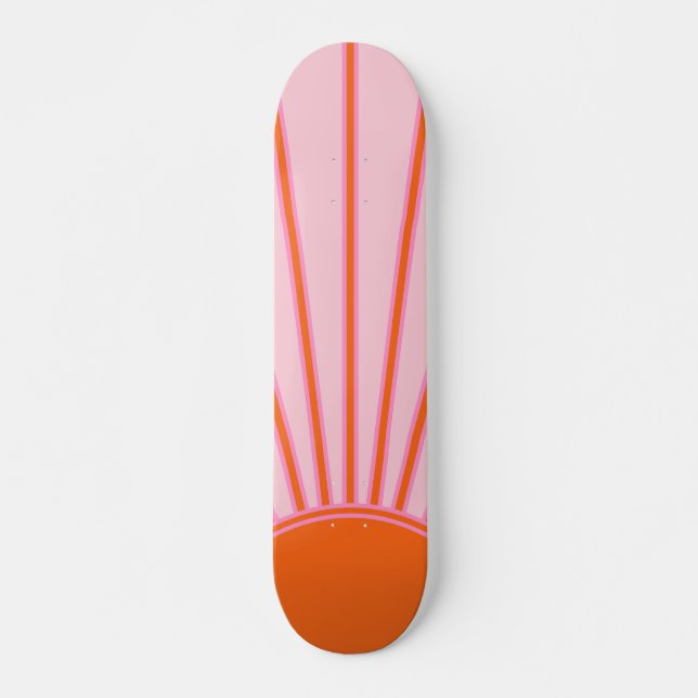 Skateboard Sun Sunrise Pastel Pink et Orange Sunshine (Devant)