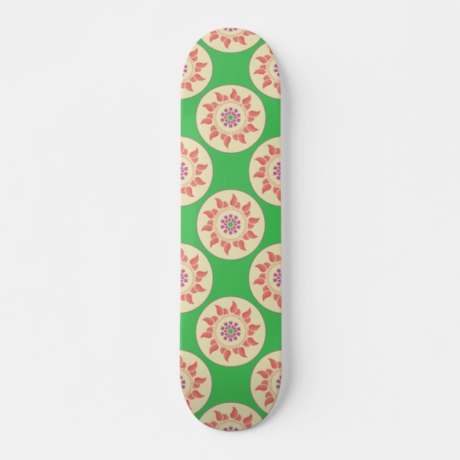 Skateboard Sunburst Mandala Skate Deck (Devant)