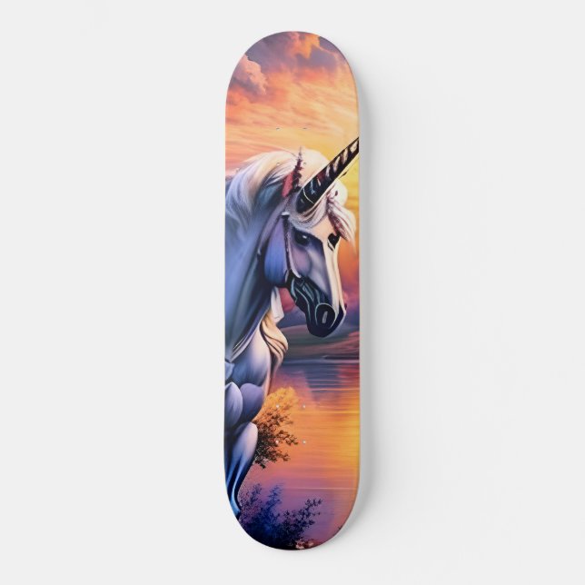 Skateboard Sunset Lake River Unicorn Seven (Recto)