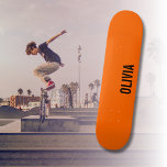 Skateboard Sunset Orange Nom moderne | Minimaliste tendance<br><div class="desc">Neon Sunset Orange | Nom personnalisé,  Nom | Moderne et élégant | Conception classique | Couleur tendance | Style et mode | Minimaliste | Nouveauté</div>