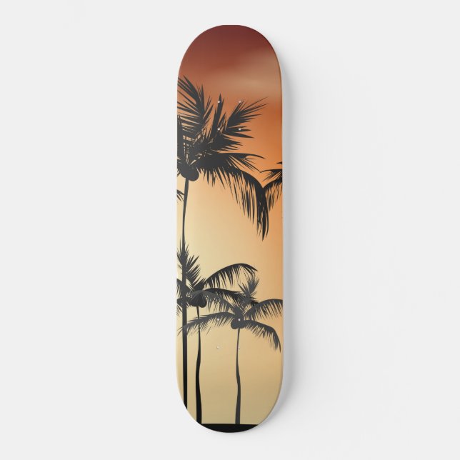 Skateboard Sunset Palm Trees Beach Summer (Recto)