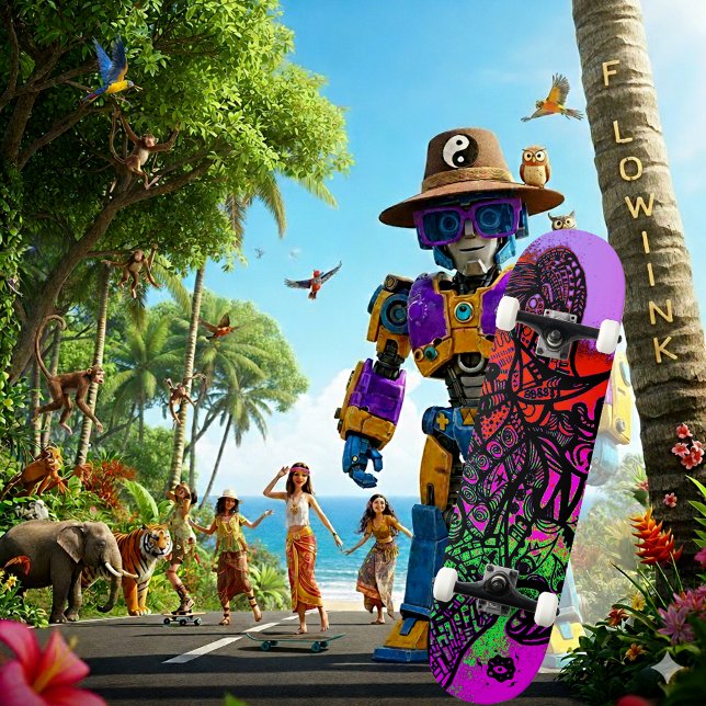 Skateboard Super coloré Abstrait (Créateur téléchargé)