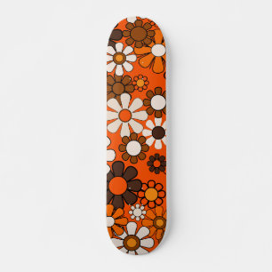 Skateboard Super Retro les années 70 Floral Brown et Orange M