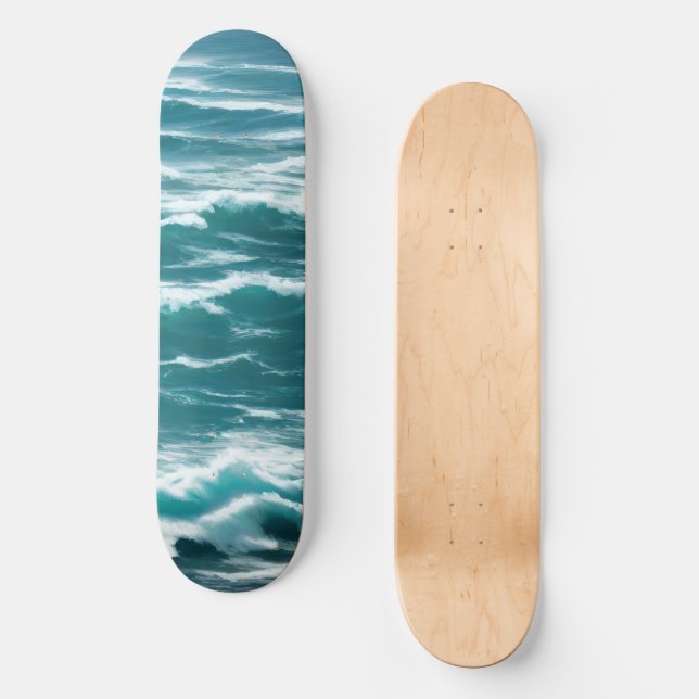 Skateboard Surf agité Turquoise Ocean Waves (Recto)