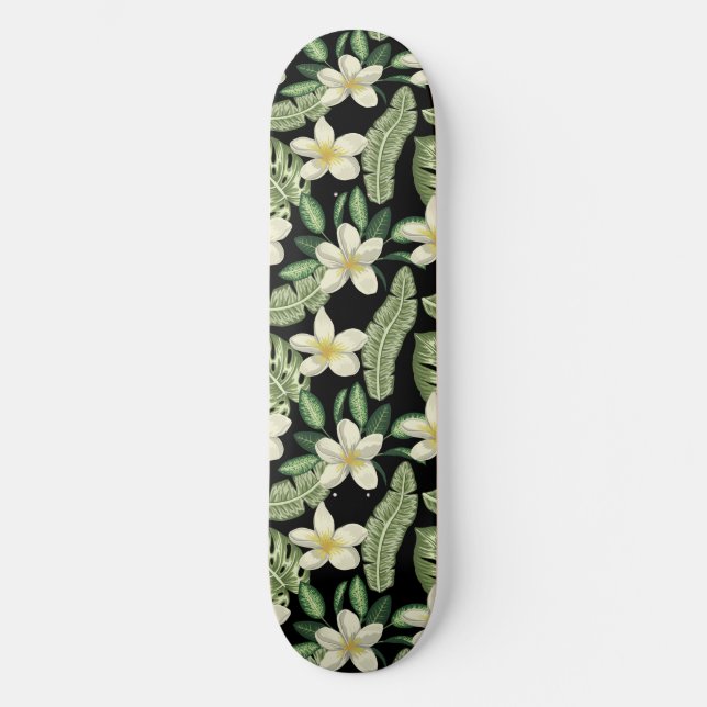 Skateboard Surface florale motif Fleurs tropicales et feuille (Recto)