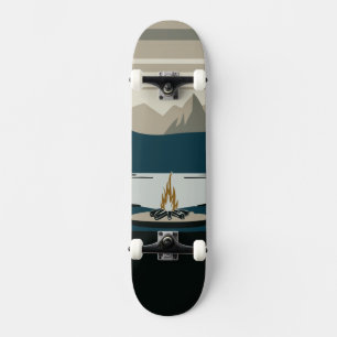Skateboard Survie en plein air Campement de montagne Feu de c