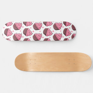 Skateboard Sweet Ride - Cupcakes rose et Etoiles blanches