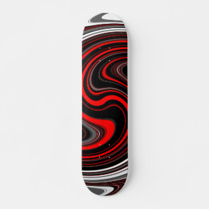 Skateboard Swirl à peinture rouge noire