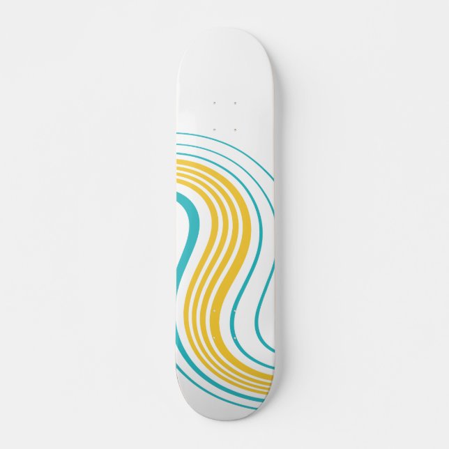 Skateboard Swirl simple - Turquoise et jaune (Devant)