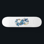 Skateboard Symbol Infinity of Blue Morpho Butterflies<br><div class="desc">Symbol infinity of gold,  decorated with realistic blue butterflies morpho on a white background. Design with butterflies. Morpho. Design with blue butterflies morpho.</div>
