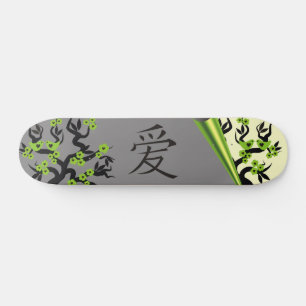 Skateboard Symbole d'amour chinois Sakura Tree Inséparables v