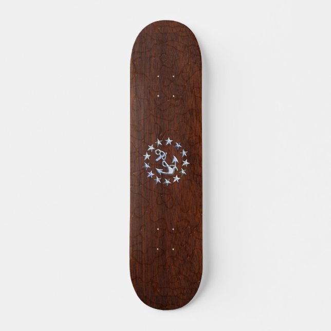 Skateboard Symbole d'Ancre des étoiles du pavillon nautique (Devant)