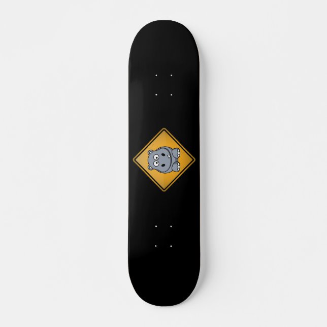 Skateboard Symbole d'avertissement de l'Hippone de dessin ani (Devant)