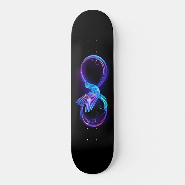 Skateboard Symbole de Neon Infinity par Glowing Hummingbird (Recto)
