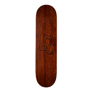 Skateboard Symbole de zodiaque de Lion en décor en bois