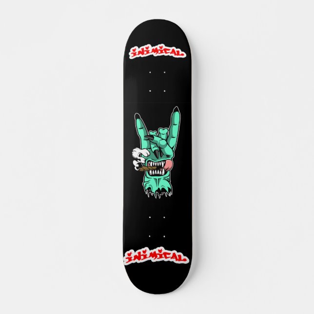 Skateboard SYMBOLE DÉVIL À MAIN Zombie Inimitable (Devant)