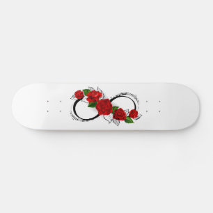 Skateboard Symbole d'infini avec des roses rouges