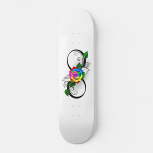 Skateboard Symbole d'infini avec Rose arc-en-ciel