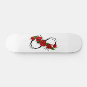 Skateboard Symbole d'infini avec roses rouges