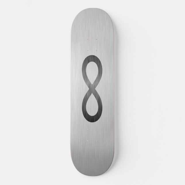 Skateboard Symbole d'infini sur la texture métallique de Faux (Recto)
