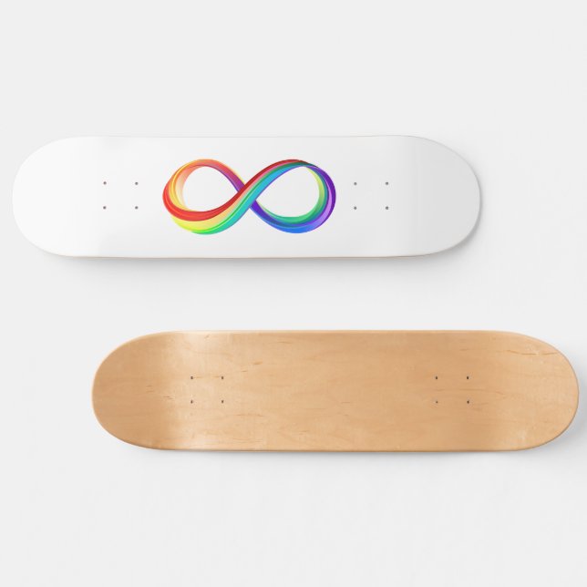 Skateboard Symbole d'infinité arc-en-ciel stratifié (Horz)