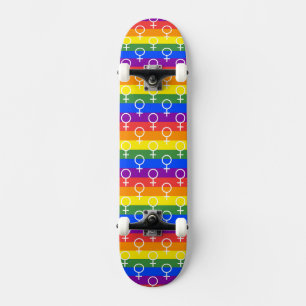 Skateboard Symbole féminin Motif arc-en-ciel