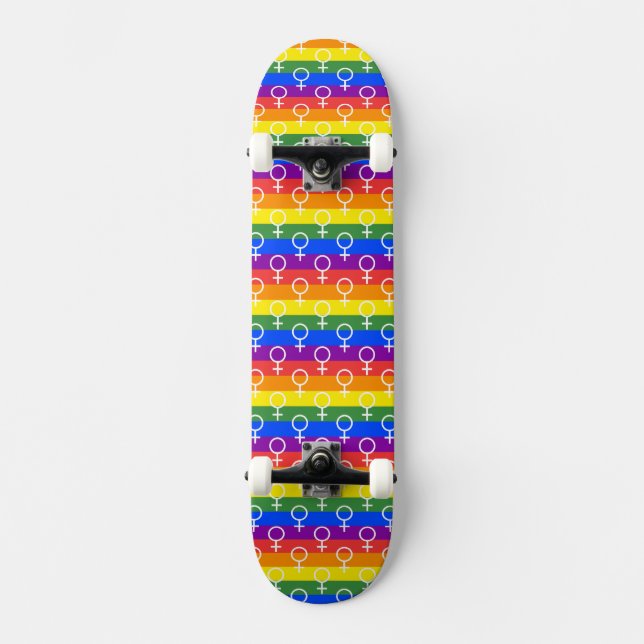 Skateboard Symbole féminin Motif arc-en-ciel (Recto)