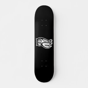 Skateboard Symbole hibou blanc