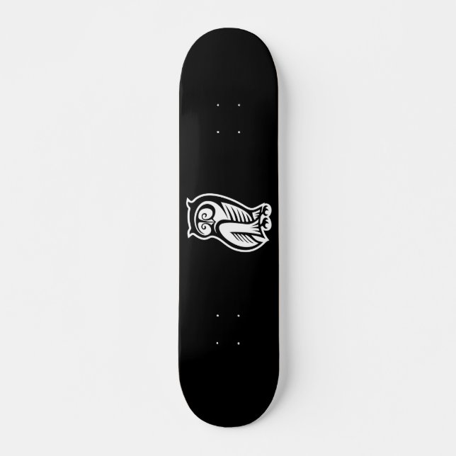 Skateboard Symbole hibou blanc (Devant)