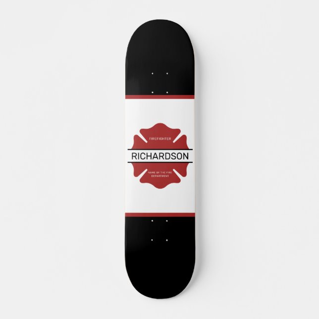 Skateboard Symbole logo rouge du pompier personnalisé (Devant)