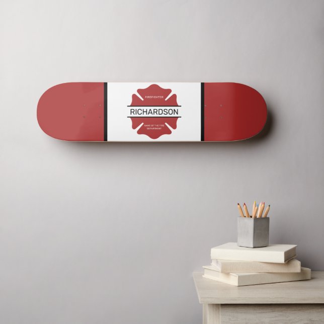 Skateboard Symbole logo rouge du pompier personnalisé (Art mural (Horz))