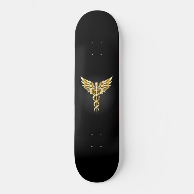 Skateboard Symbole Polygonal Or Caduceus (Recto)