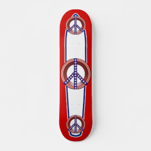 Skateboard Symbole rouge blanc et bleu de paix