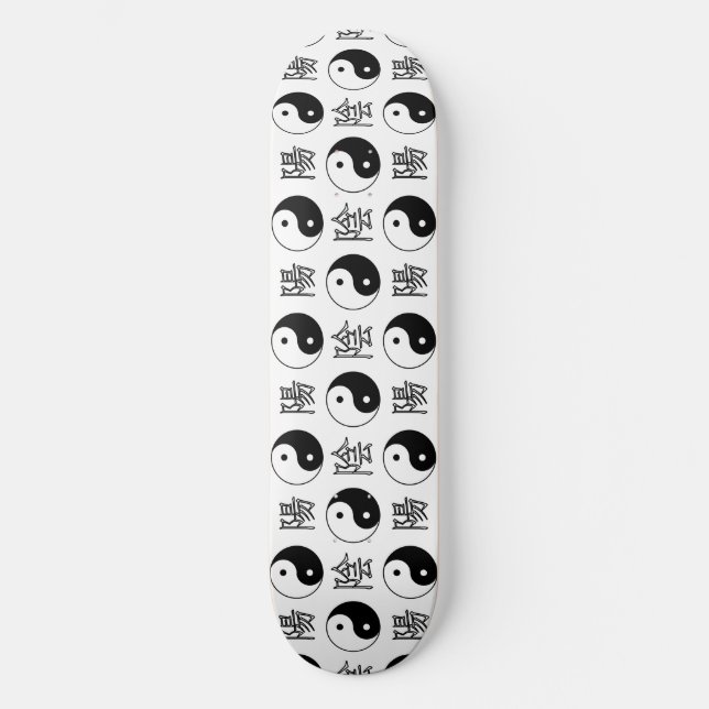 Skateboard SYMBOLE YINyang Blanc Motif chinois (Recto)