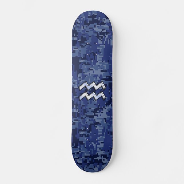 Skateboard Symbole Zodiaque Aquarius sur le Camouflage numéri (Recto)