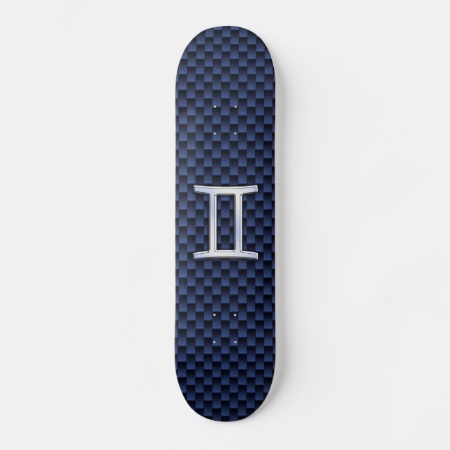 Skateboard SYMBOLE Zodiaque Gemini Marine Bleu Fibre de carbo (Recto)