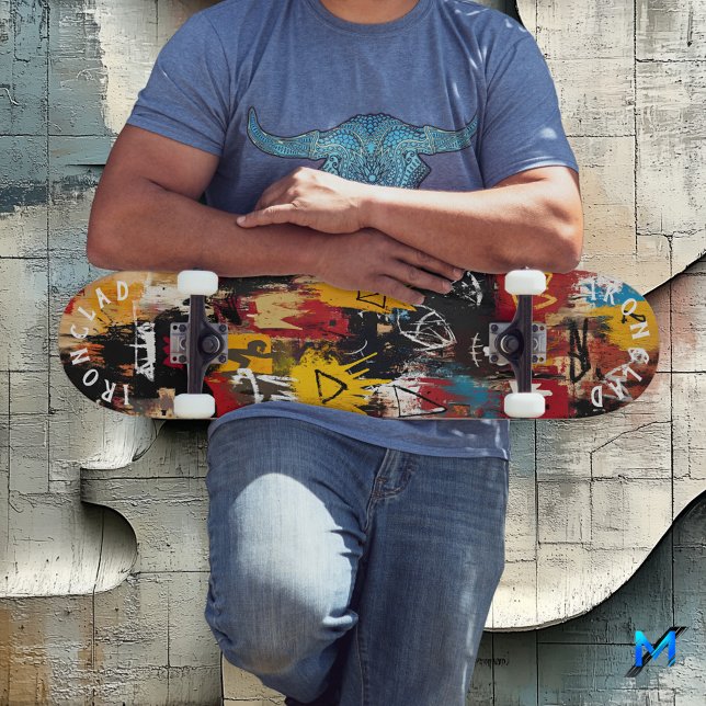 Skateboard Symboles Abstraits Gras Inspirés des Graffiti & Cr (Créateur téléchargé)