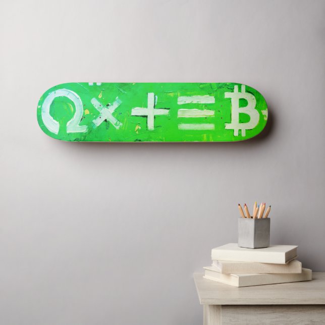 Skateboard Symboles de Bitcoin (Bright Profit Green - 5) (Art mural (Horz))