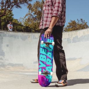 Skateboard Synthwave Néon Voiture Cyberpunk Garage Outrun