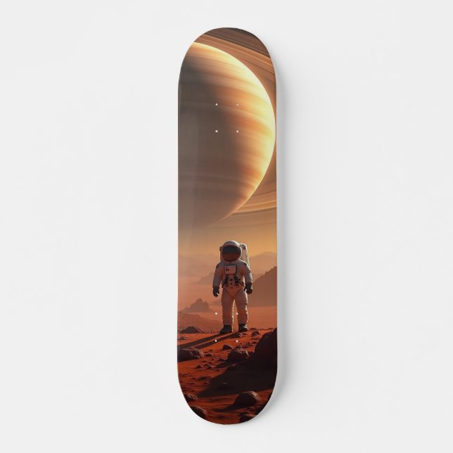 Skateboard Tabla de Skate Astronauta  en Luna de Saturno (Devant)