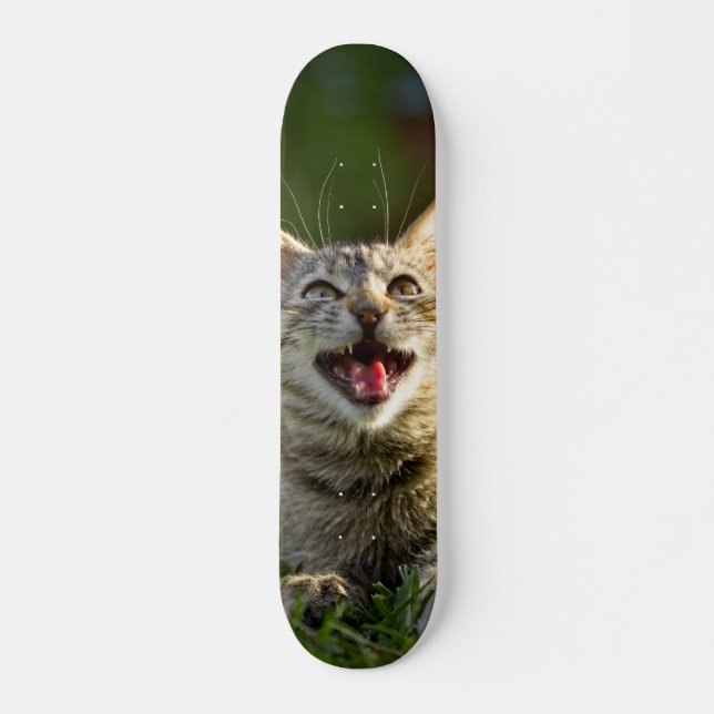 Skateboard Tabla de Skate Gato Aullando en la Grama (Devant)