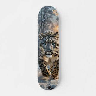 Skateboard Tabla de Skate Leopardo en Bosque Nevado