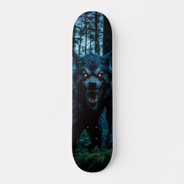 Skateboard Tabla de Skate Lobo Monstruoso en el Bosque (Devant)