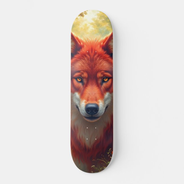 Skateboard Tabla de Skate Lobo Rojo de Fauna Silvestre (Recto)