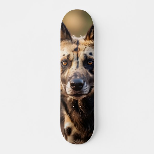 Skateboard Tabla de Skate Perro Salvaje Africano Atento (Devant)