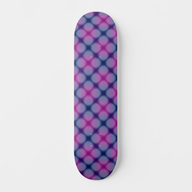 Skateboard Tableau de bord bleu foncé et rose À damiers point (Recto)