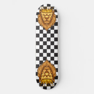 Skateboard tableau de bord damier Rustique Lion King Crown