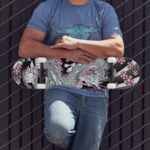 Skateboard Tableau de bord de tatouage de Dragon gris