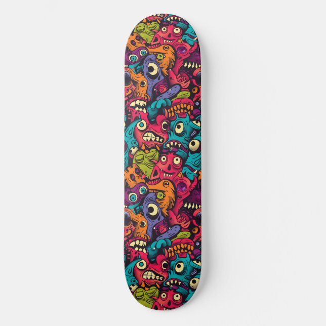 Skateboard Tableau de bord des monstres de dessin cool (Recto)